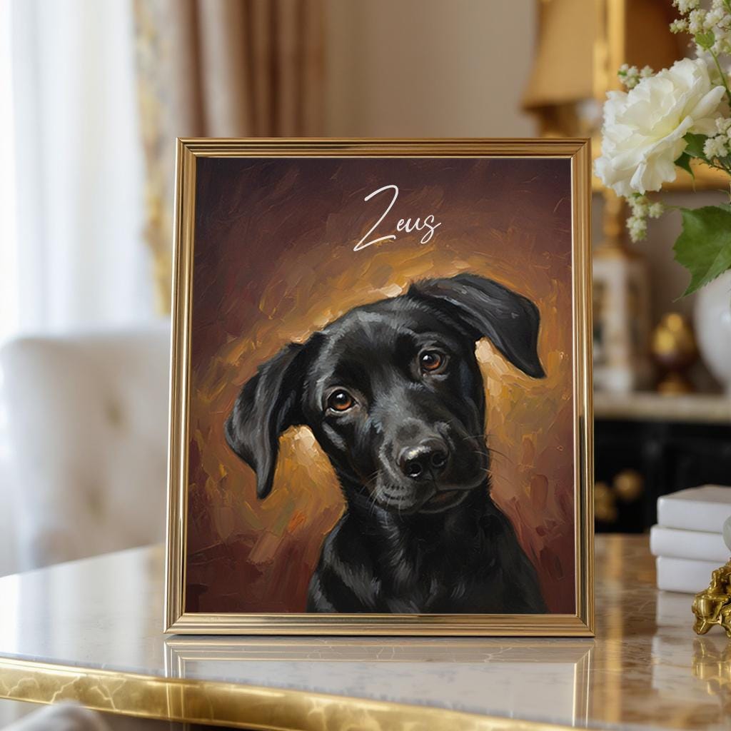 Custom Oil Painting Pet Portrait from Photo, Personalized Dog & Cat Digital Art, Pet Memorial Illustration Gift