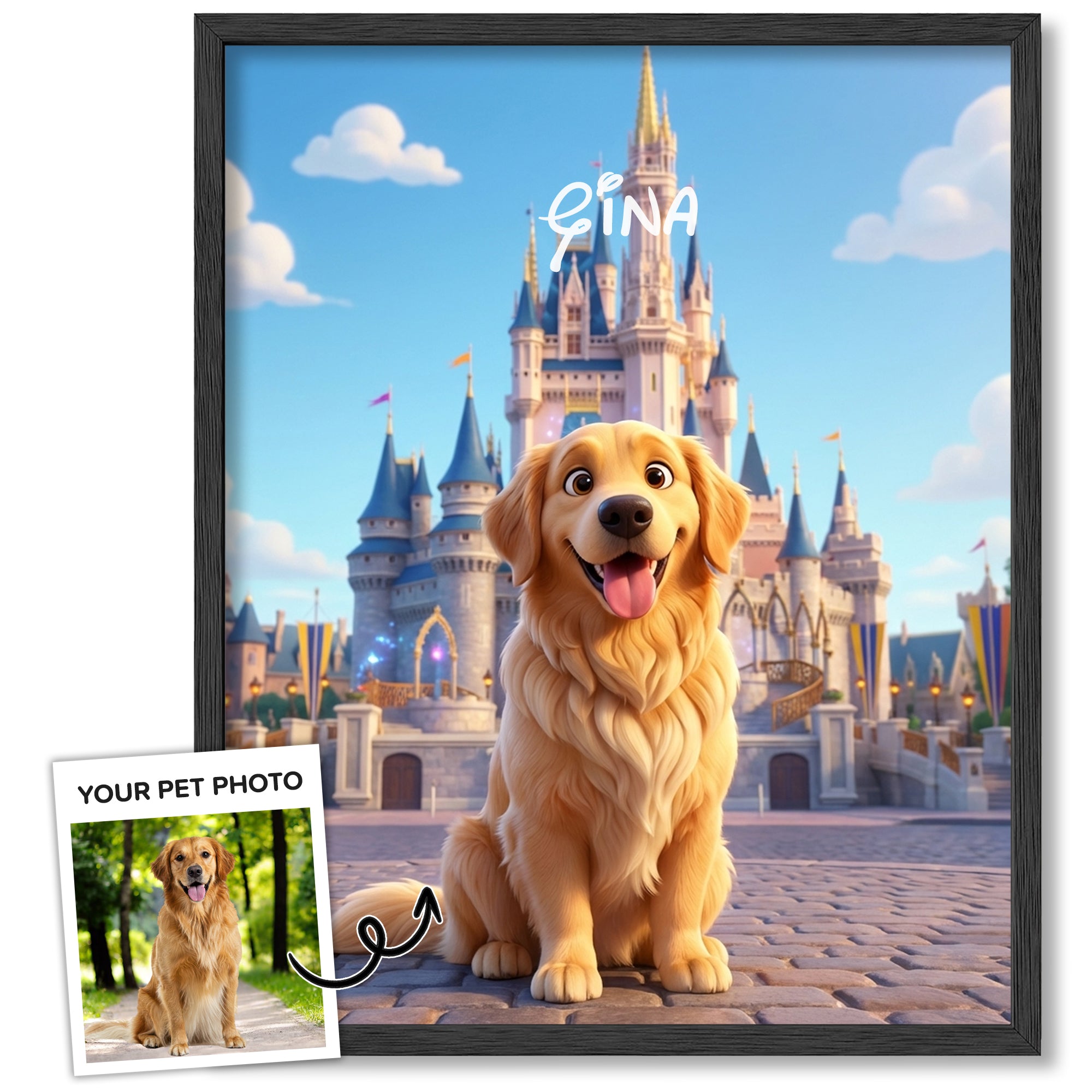 Custom 3D Disney Cartoon Pet Portrait from Photo, Personalized Dog & Cat Digital Art, Pet Memorial Illustration Gift