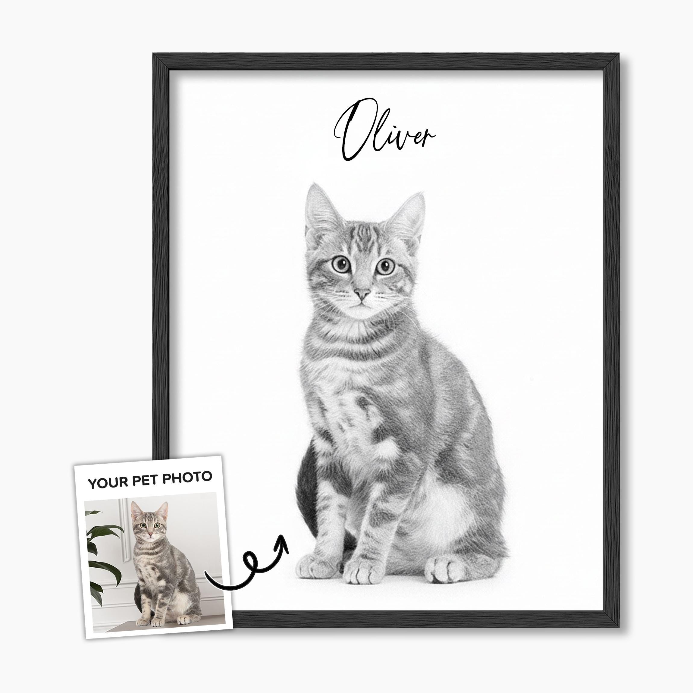 Custom Sketch Pet Portrait from Photo, Personalized Dog & Cat Digital Art, Hand-Drawn Style Illustration, Pet Memorial Gift