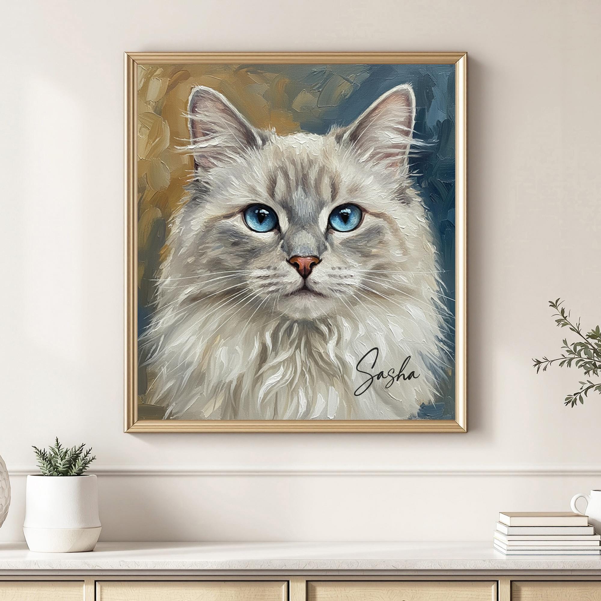 Custom Oil Painting Pet Portrait from Photo, Personalized Dog & Cat Digital Art, Pet Memorial Illustration Gift