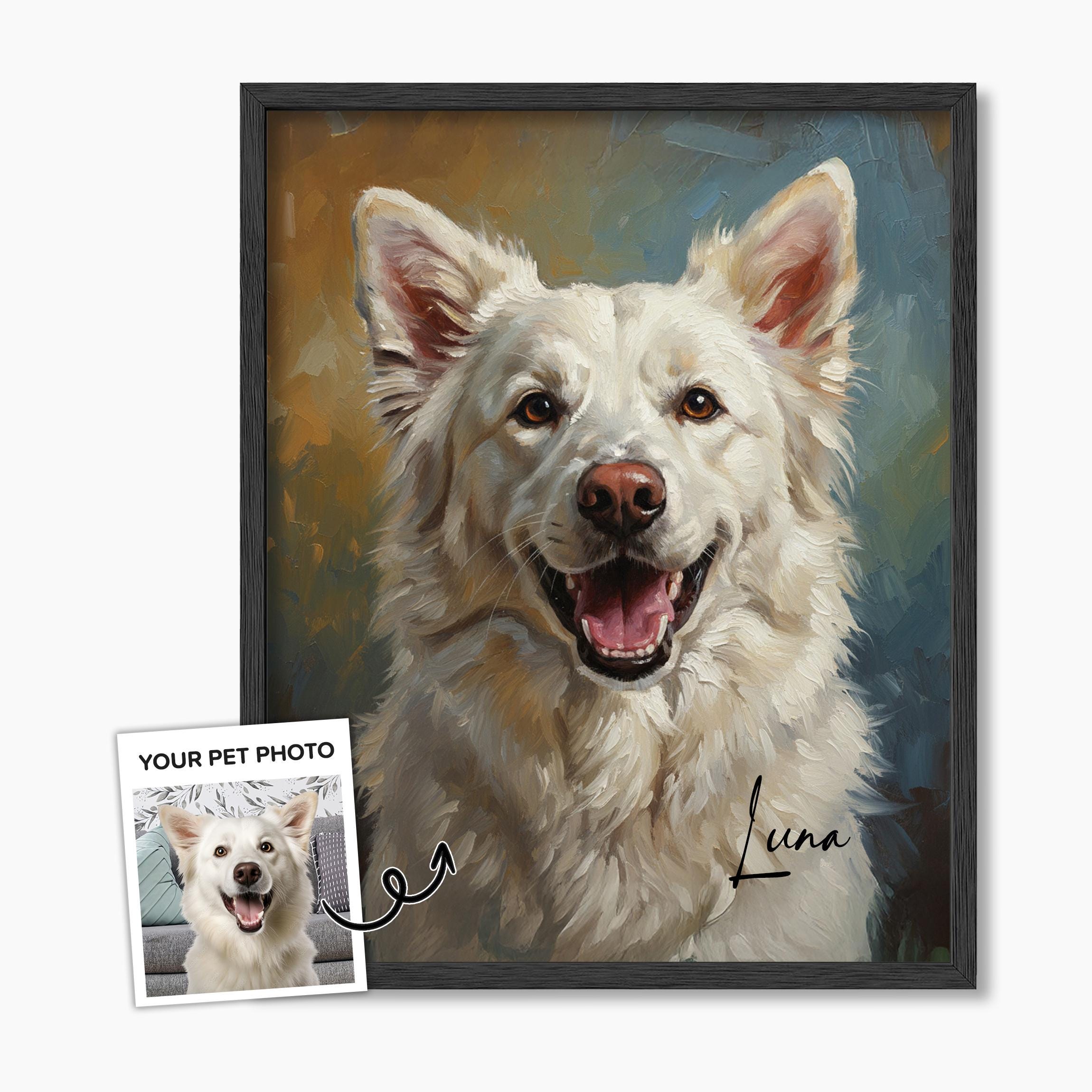 Custom Oil Painting Pet Portrait from Photo, Personalized Dog & Cat Digital Art, Pet Memorial Illustration Gift