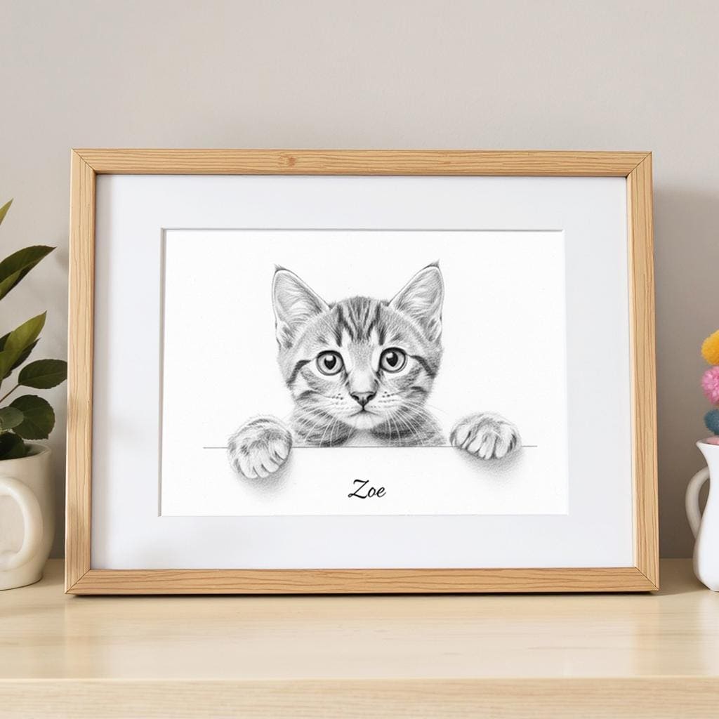 Custom Sketch Pet Portrait from Photo, Personalized Dog & Cat Digital Art, Hand-Drawn Style Illustration, Pet Memorial Gift