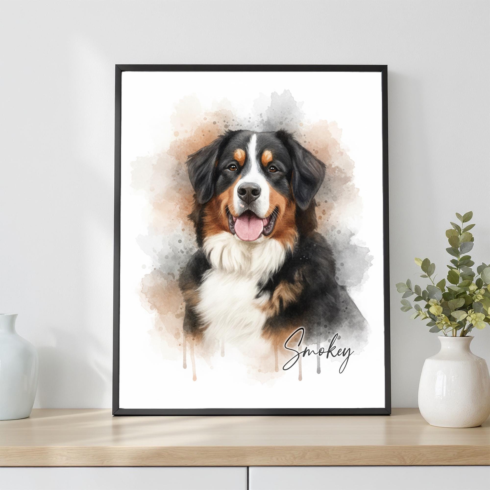 Custom Watercolor Pet Portrait from Photo, Personalized Dog or Cat Art, Hand-Painted Style Digital Illustration, Pet Memorial Gift