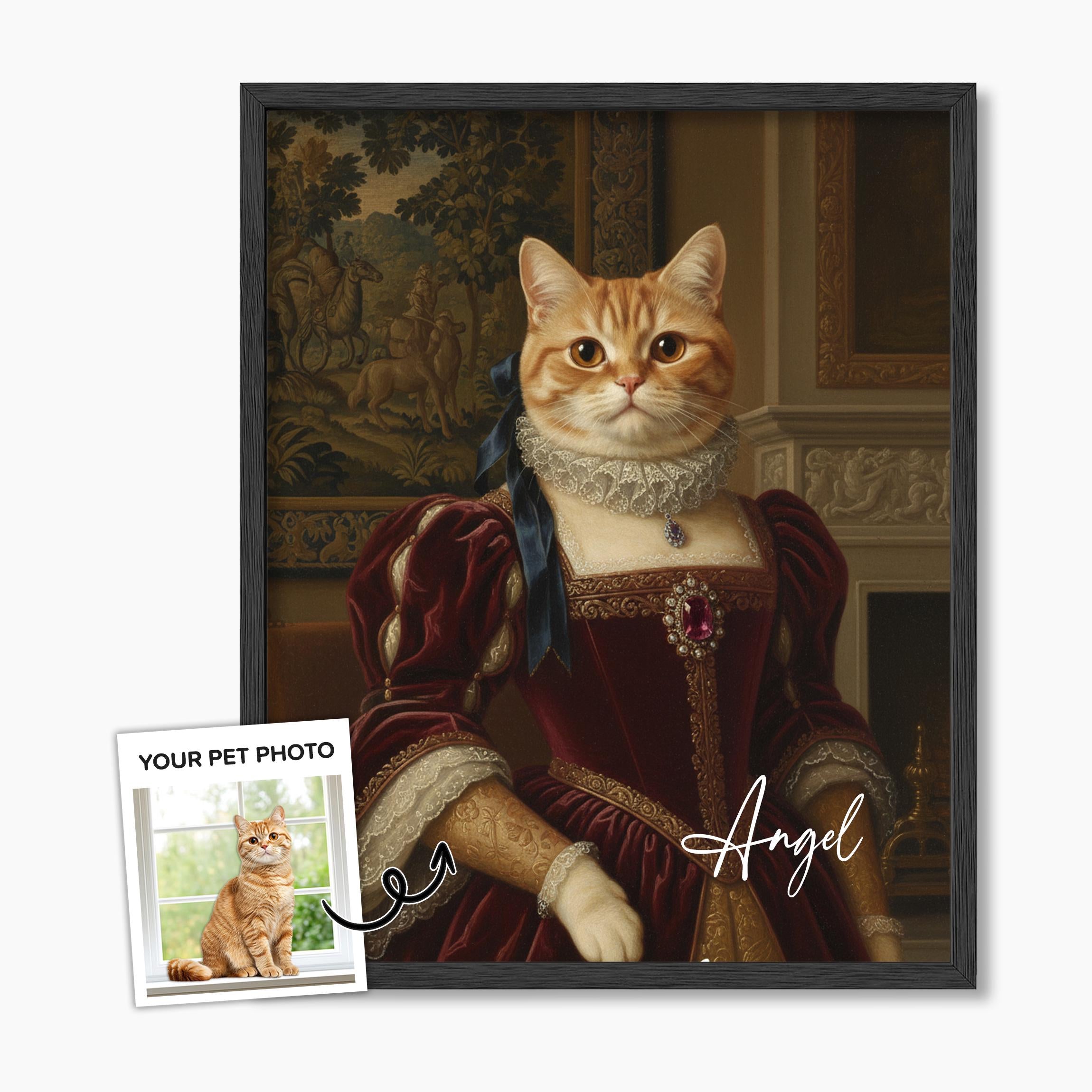 Custom Renaissance Pet Portrait from Photo, Personalized Dog & Cat Art, Digital Royal Costume Illustration, Pet Memorial Gift