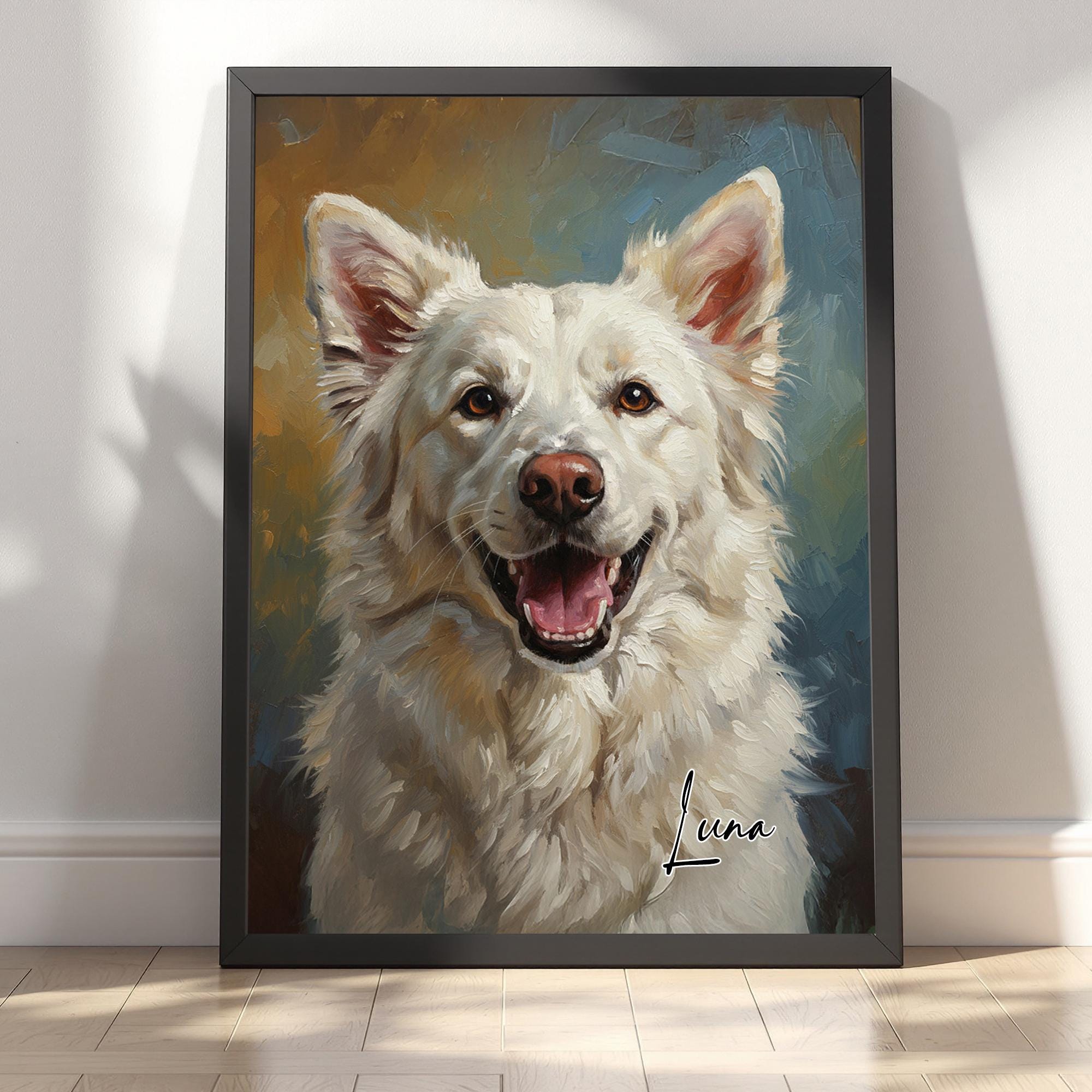 Custom Oil Painting Pet Portrait from Photo, Personalized Dog & Cat Digital Art, Pet Memorial Illustration Gift