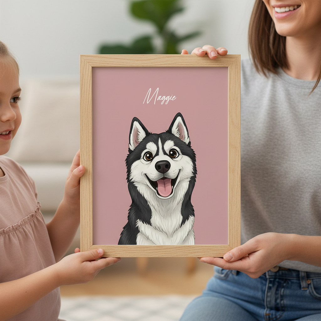 Custom Cartoon Pet Portrait from Photo, Personalized Dog & Cat Digital Art, Pet Memorial Illustration Gift