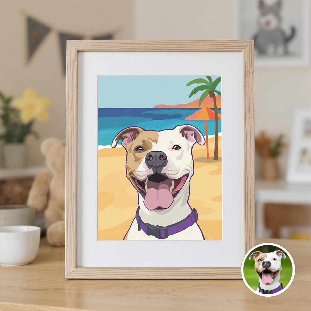 Custom Pet Portrait from Photo, Personalized Dog & Cat Digital Art, Pet Memorial Illustration Gift