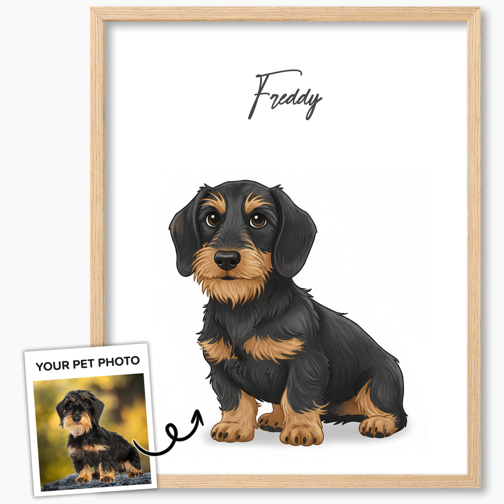 Custom Cartoon Pet Portrait from Photo, Personalized Dog & Cat Digital Art, Pet Memorial Illustration Gift