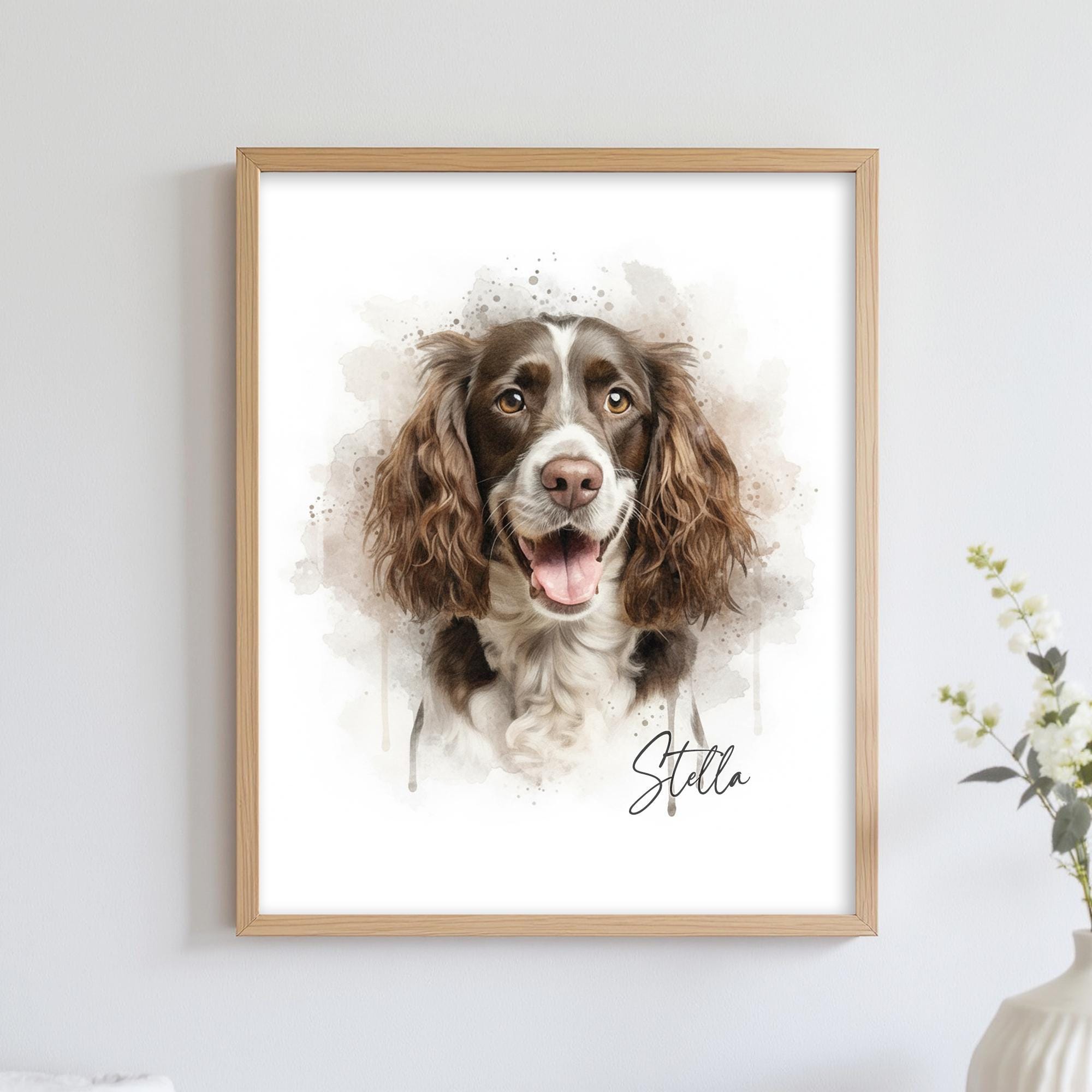 Custom Watercolor Pet Portrait from Photo, Personalized Dog or Cat Art, Hand-Painted Style Digital Illustration, Pet Memorial Gift