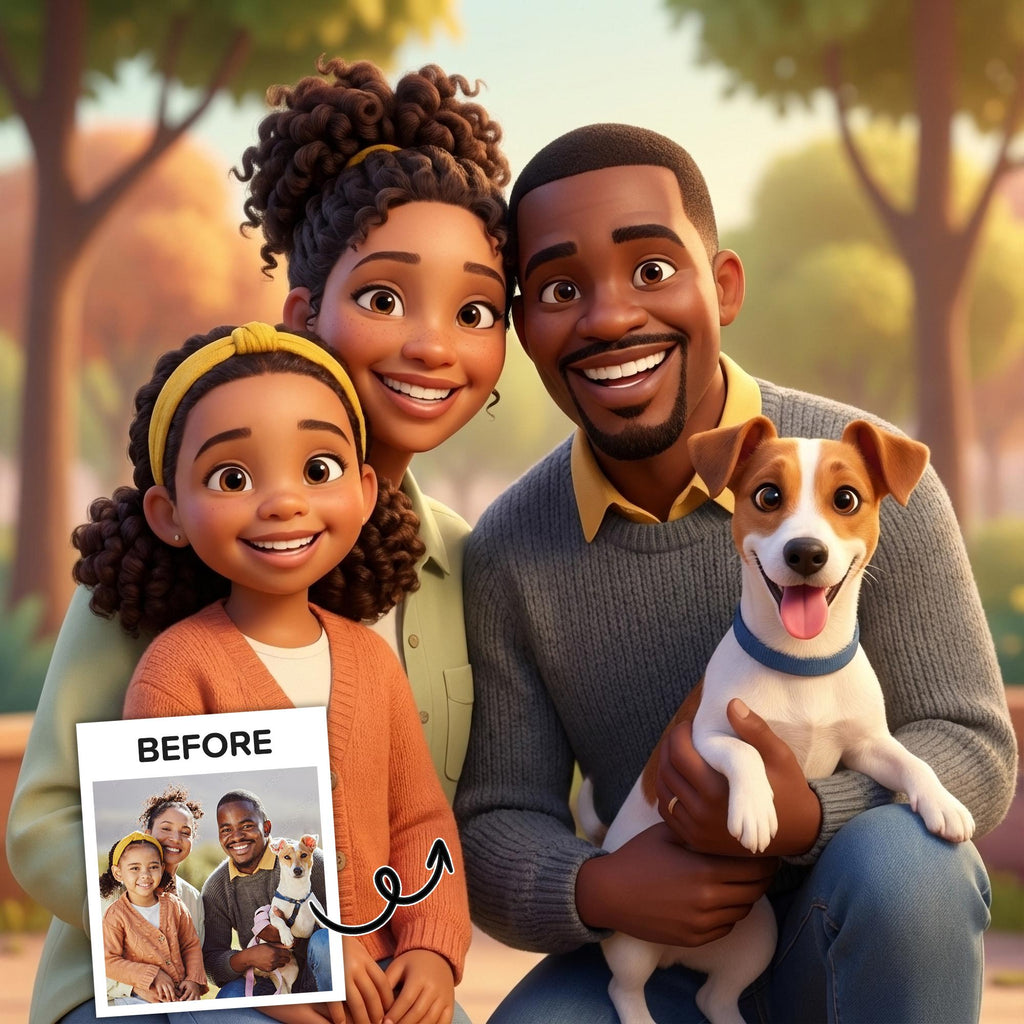 Custom 3D Cartoon Portrait from Photo, Personalized Digital Art, Couple Family Portrait, Memorial Illustration Gift