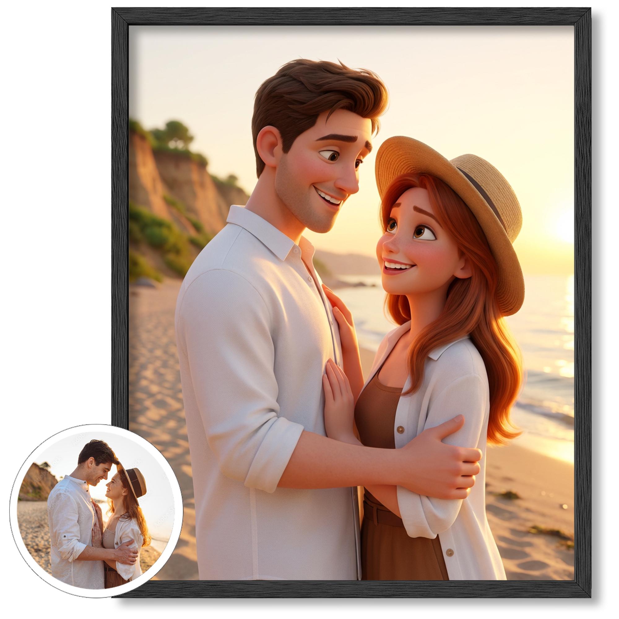 Custom 3D Cartoon Portrait from Photo, Personalized Digital Art, Couple Family Portrait, Memorial Illustration Gift