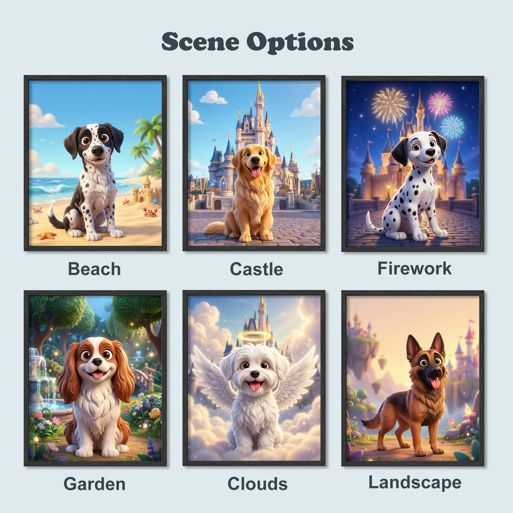 Custom 3D Disney Cartoon Pet Portrait from Photo, Personalized Dog & Cat Digital Art, Pet Memorial Illustration Gift